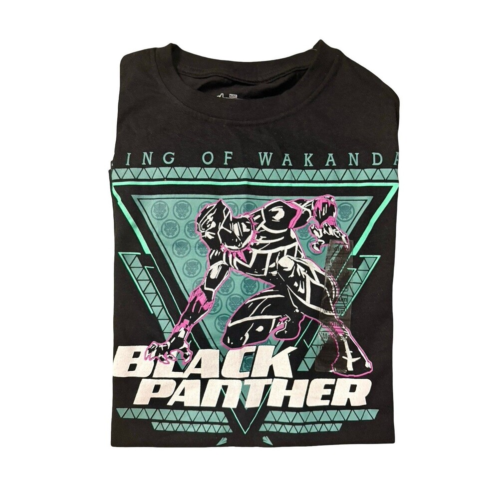 Marvel Black Panther Graphic T-Shirt Men’s Medium Wakanda Forever Tee Black NWT